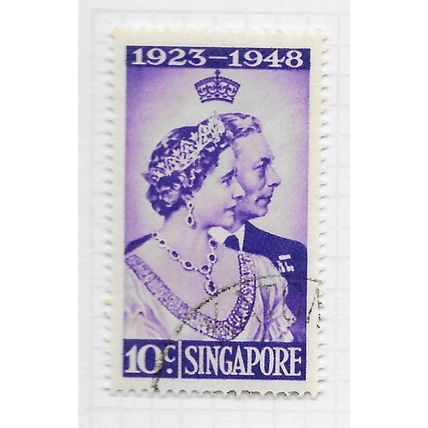 SINGAPORE MALAYA 1949 KG6 SILVER WEDDING LOW VALUE USED