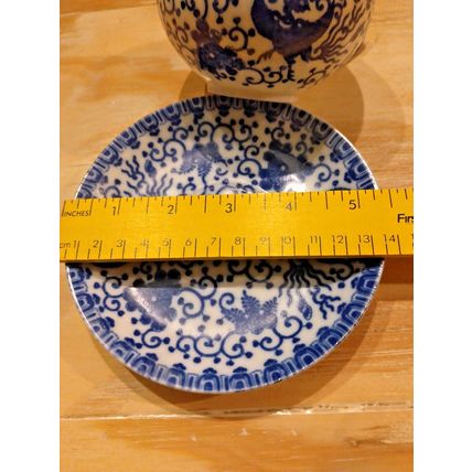 Vintage Japan Ware Tea Cup Saucer White Blue Phoenix Bird Floral Porcelain