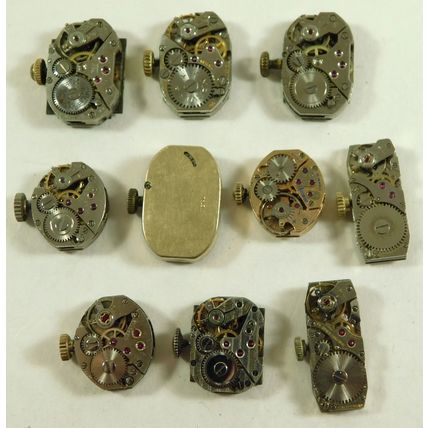 10 Antique Vintage Ladies Wristwatch Movements Spares Or Repair Marvin Rotary &c