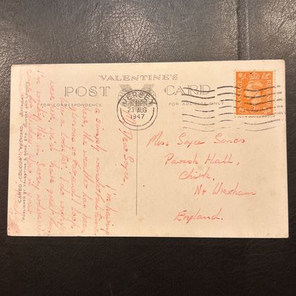 Guernsey Marble Bay from Jerbourg Pine Forest Valentines Carbo Colour stamp 1947