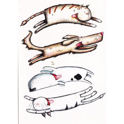 Garry Parsons Cats and Dogs Postcard unused VGC