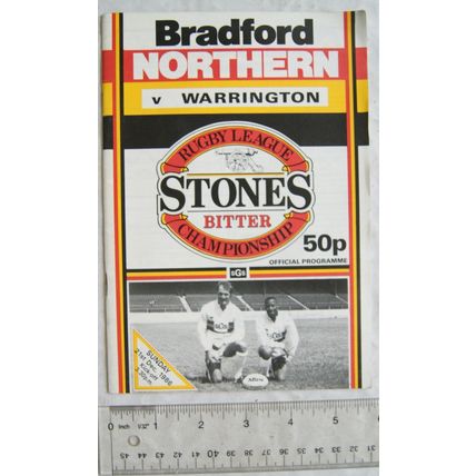 1986 programme Bradford Northern v. Warrington