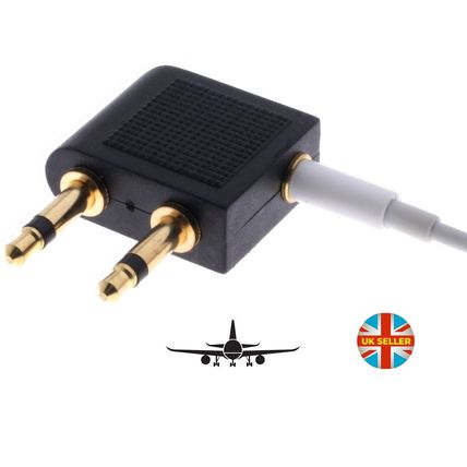 Aeroplane Airplane Airline In-Flight Chair Audio Adapter Headphone Gold ⚽