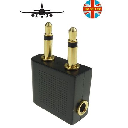 Aeroplane Airplane Airline In-Flight Chair Audio Adapter Headphone Gold ⚽