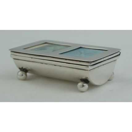 Modern Sterling Silver Double Stamp Box, Sheffield 2000, 55mm, total 31g.
