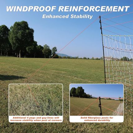 Poultry Electric Netting Fence - 47.3''H (Can Be Raised to 59.1''H) X 65.6'L for