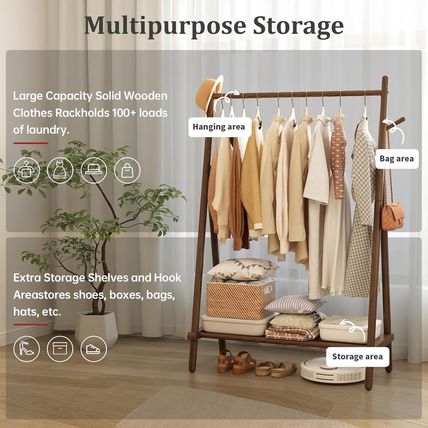 Solid Wood Clothes Rack, Clothing Rack for Hanging Clothes, Hanging Racks for Cl