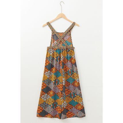 Multicolour Boho Floral Print Crossed Straps Ankle-length Jumpsuit