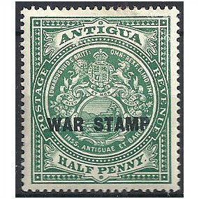 Antugua 1916 SG52 1/2 Green WAR STAMP (black) Mounted Mint ..