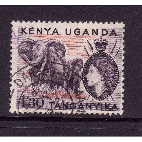 KENYA UGANDA AND TANGANYIKA 1954 SG176 1s 30 AFRICAN ELEPHANTS FINE USED