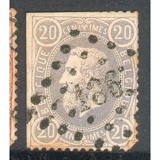 Belgium stamps 1869 - SG 51b - 20c blue Leopold 11 - used