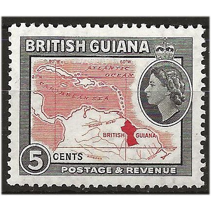 British Guiana 1954 SG335 5c Scarlet & Black Mounted Mint . ..