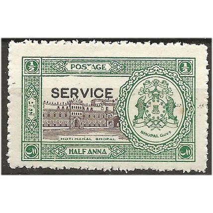 Bhopal (IFS) 1936 O336 1/2a Purple-Brown & Yellow-Green SERVICE Mtd Mint . .. .