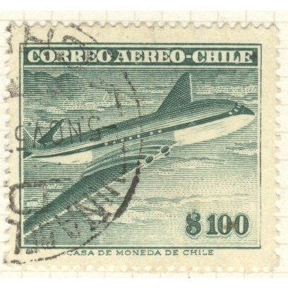 Chile 1955 (Air) - $100 green - De Havilland Comet 1 - used