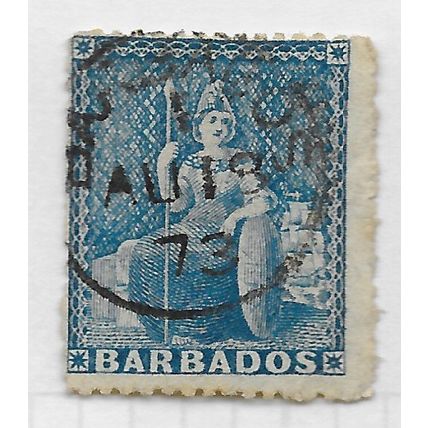 BARBADOS 1872 PENNY BLUE DATED COPY SON USED SG48 NICE COLOUR