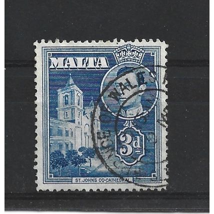 Malta.SG223a 3d St. John's Co-Cathedral (Blue).Fine Used.Apr25n