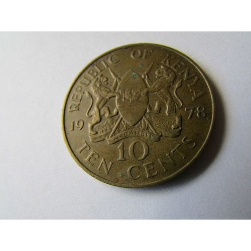 1978 REPUBLIC OF KENYA TEN CENTS - COIN - 2 FREE POST. AS