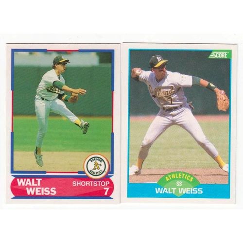 Lot of Two 1989 Score Walt Weiss cards #165, Young Superstar #20 – Athletics