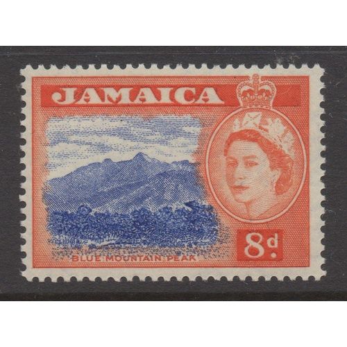 Jamaica 1956 8d Ultramarine Red Orange Mounted Mint MM SG Sc 167 Blue Peak stamp