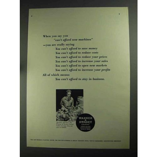 1968 Warner & Swasey Turret Lathes Ad - Can't Afford