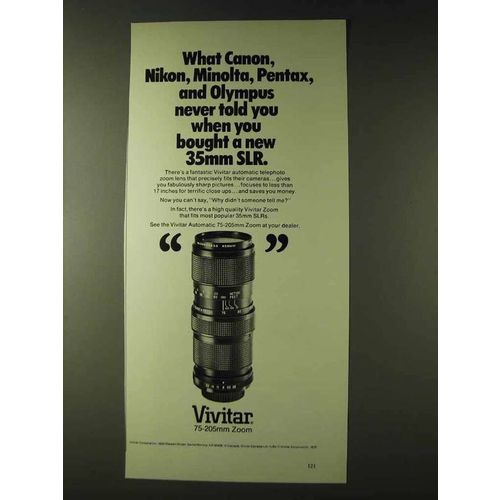 1979 Vivitar 75-205mm Zoom Lens Ad - Never Told You