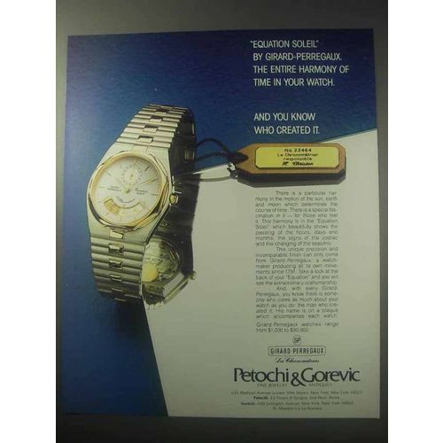 1985 Girard-Perregaux Equation Soleil Watch Ad