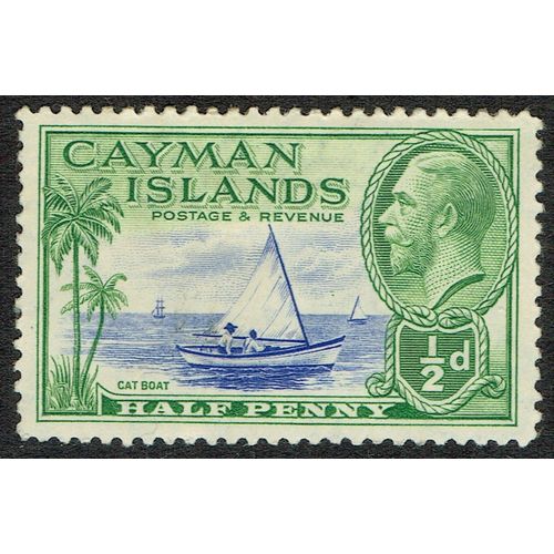 Cayman Islands 1935 Definitive Issue ½d Ultramarine and Yellow Green SG97 MM