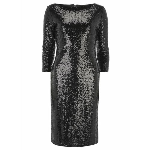 Alice & You Embellished Sequin Tall Sleeves Bodycon Party Evening Dress 8 Black