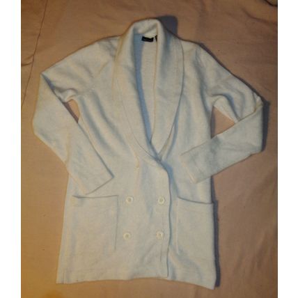 Womens Moda International Ivory Sweater M 36 Chest Angora Blend Cardigan Button