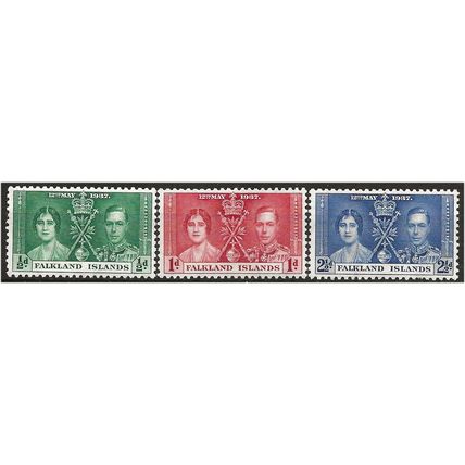Falkland Islands 1937 Coronation Set SG143-145 Mounted Mint . .. .