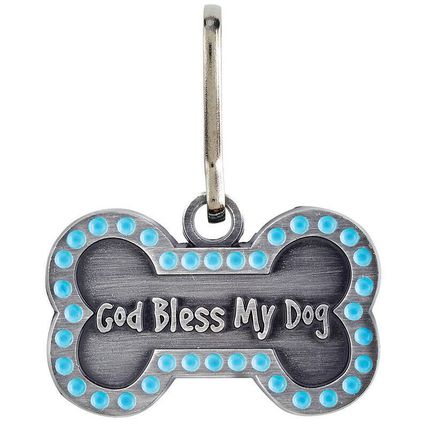 Pet Collar, God Bless My Dog, Medal with Two FREE Prayer Cards