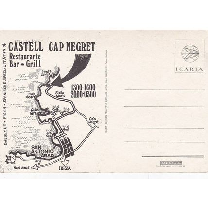 Castell Cap Negret Restaurant Ibiza Advertising Card Postcard Unused VGC