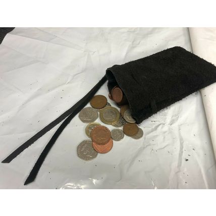 Medieval LarpSCA Reenactment Chocolate Brown Leather DRAWSTRING MONEY POUCH BAG