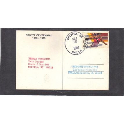 Event Postcard Crivitz Centennial 2048 13c Discus CV03698
