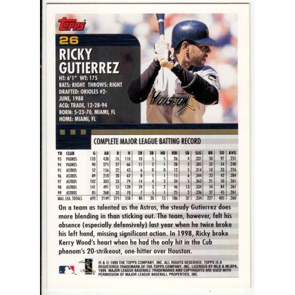 2000 Topps baseball card 26 Ricky Gutierrez