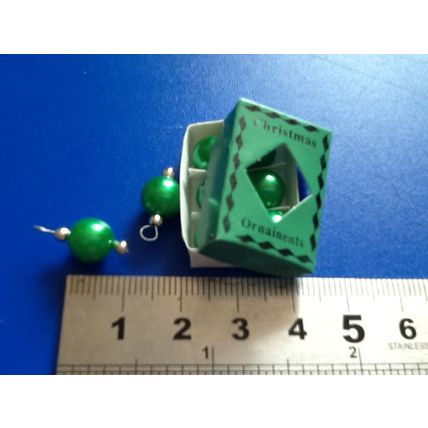 Box of Green Christmas Baubles 1:12th scale miniature
