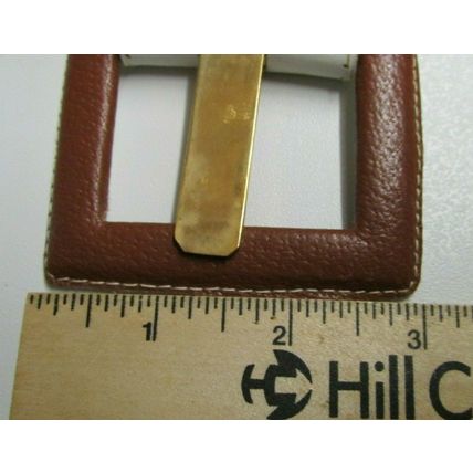 RARE 1980's YVES SAINT LAURENT Brass Leather Belt TAN/WHITE YSL Med 29"-31" 4974