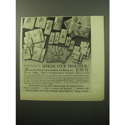 1950 Mosse Linens Advertisement - Mosse's special club trousseau