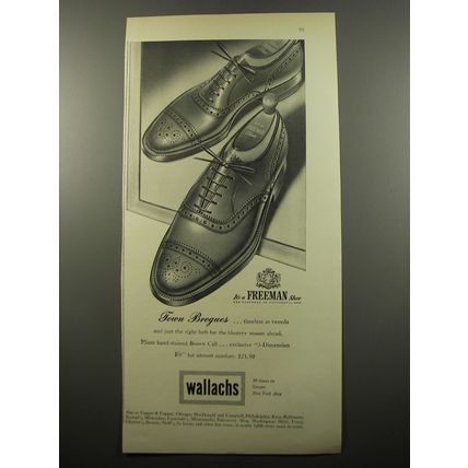 1950 Wallachs Freeman Shoe Ad - Town Brogues