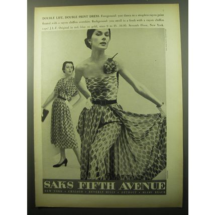 1950 Saks Fifth Avenue J.L.F. Original Dress Ad - photograph by Wenczel