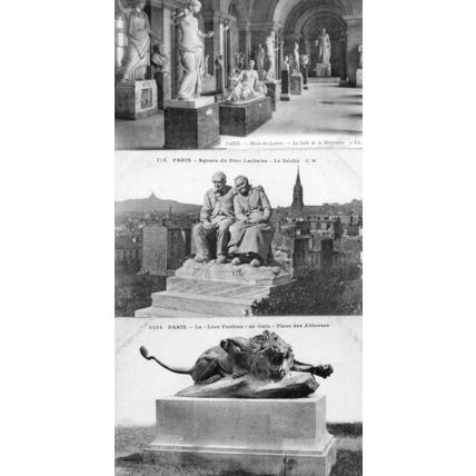 Paris Le Declin Musee De Louvre Lion Furieux 3x Old Sculpture Postcard s