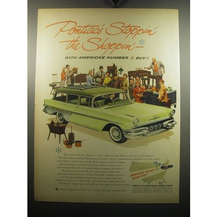 1957 Pontiac Car Ad - Pontiac's Stoppin' the Shoppin'