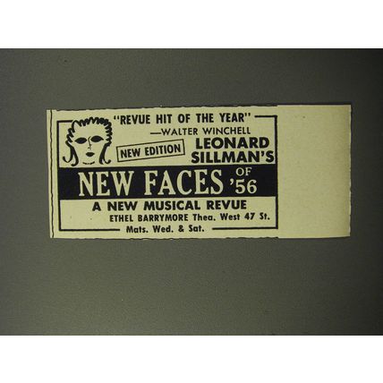 1956 Leonard Sillman's New Faces of '56 Musical Revue Advertisement