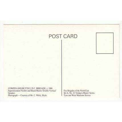 Cowpen & Blyth UDC Fire Brigade Reproduction Postcard A22