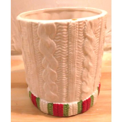 Merry Mistletoe Snowman Sweater 9" Cookie Jar Treat Jar Winter Christmas Decor