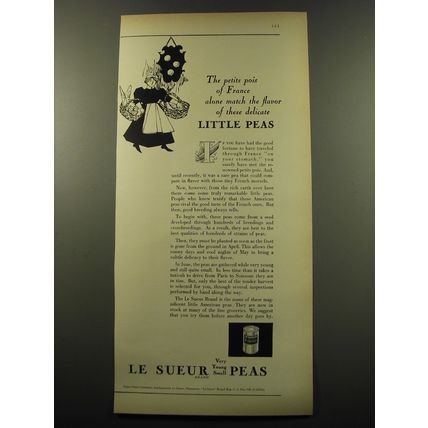 1959 Le Sueur Peas Ad - The petits pois of France alone match the flavor