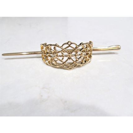 Gold or silver filigree metal hair slide stick clip
