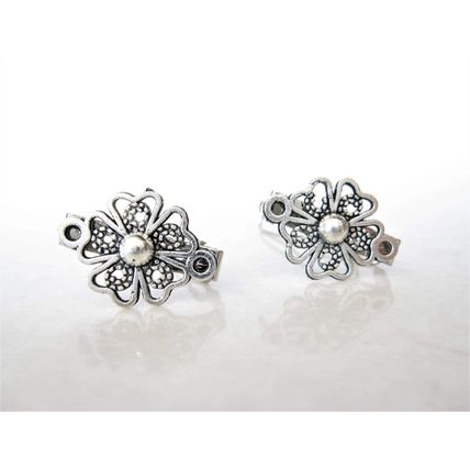Set of 2 extra tiny small silver clover flower metal barrette hair clip for