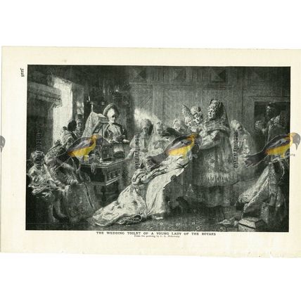 Wedding Toilet, Young Boyar Lady, Book Illustration (Print), c1907