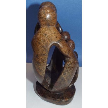 Rare 5 People Vintage Abstract Marble Sculpture Family Child African Art